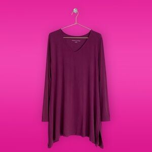 Soft Surroundings Plum V-Neck Long Sleeve Knit Tunic Top Women’s L (12/4)